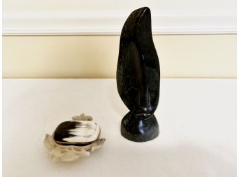 Carved Stone Statue & Decorative Items