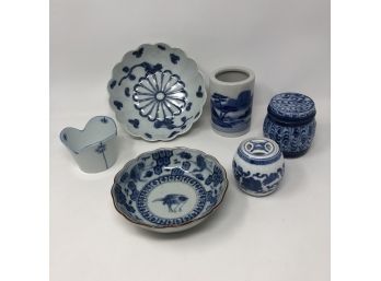 Lot Of Chinese Blue And White Pottery - 6 Pieces