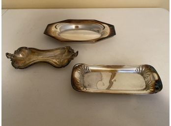 Collection Of Silverplate Serving Platters And Trays