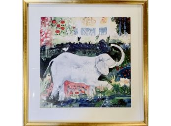Framed Elephant Artwork Signed Mike Smith