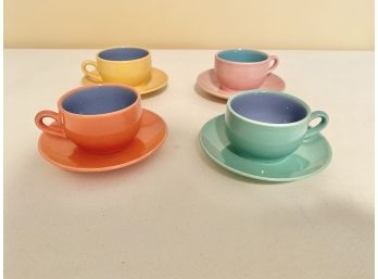 Multicolored Tea Cup And Saucer Set Of 4