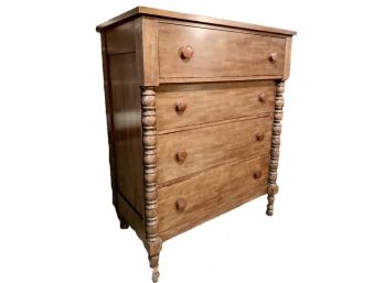 Wooden Chest With 4 Dovetail Drawers And Spindle Detail *SEE DESCRIPTION*