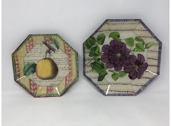 Set Of 2 Octagon Decoupage Plates  By John Derian (Signed)