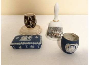 Collection Of Ceramic Items Including Avon Christmas Bell