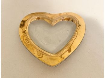 Heart Shaped Glass Dish With Gold Rim