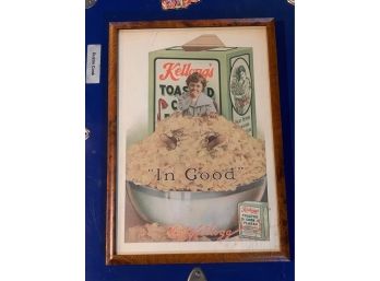 Vintage Kellog's Corn Flakes Framed Advertisement