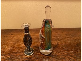 Pair Of Vintage Glass Perfume Bottles