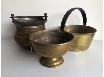 Collection Of Antique Brass Pots/Urns, Likely 19th Century