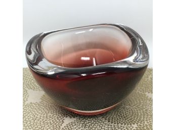 Vintage 1950s Orrefors Sweden Sven Palmquist Cranberry Red Glass Bowl 3092/1 MCM