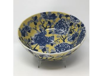 Vintage Yellow & Blue Hand Painted 9' Bowl