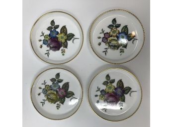 Lot/8 (2 Sets Of Four) Vintage Royal Worcester G676 Hand Painted Floral Gold Rim Coasters