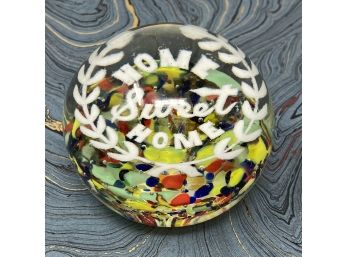 Fantastic Antique Hand Made HOME SWEET HOME Glass Paperweight
