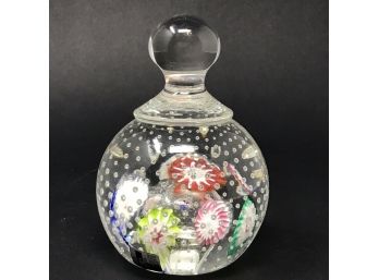 Vintage FRATELLI TOSO Murano Millefiori Bullicante Paperweight With Knob Mint