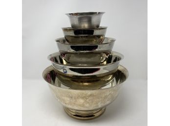 Lot/5 Silver-plate Revere Bowls 5' - 14', Including TOWLE.