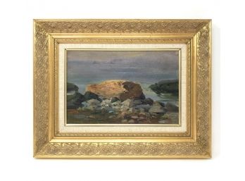 Original Impressionist Seascape Oil On Canvas Signed EGGLESTON Framed 17.5'x13'