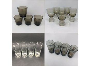 For The Gentleman's Bar - Lot/18 Vintage Smokey Gray & Pewter Cocktail Glasses