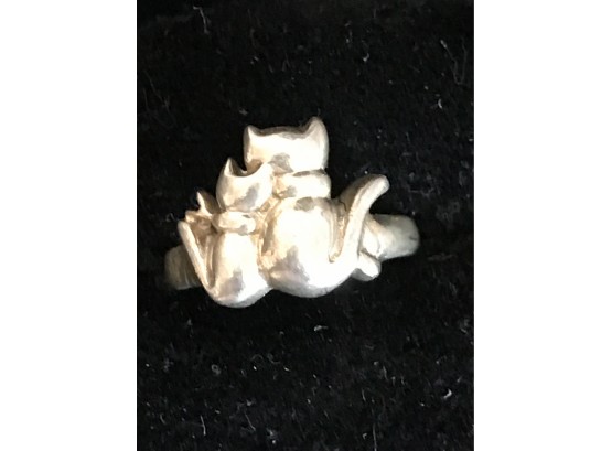 Sterling Silver Ladies Cat Ring Size 4 3/4