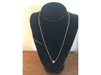 Sterling Silver Disco Ball Pink Stones Necklace
