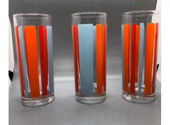 Amazing Vintage MCM Barware-Abstract Color Block Glasses-Mid Century Barware Modern Drinkware