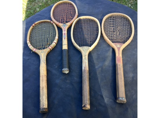Set Of Four Antique Tennis Rackets