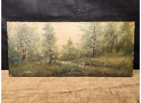 Oil On Canvas Forest Meadow Scene Signed G. W. Peters 1921