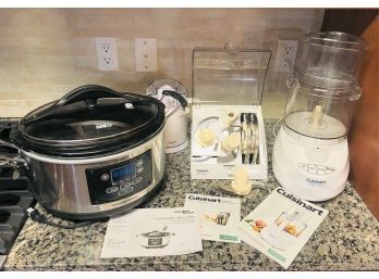 Hamilton Beach Slow Cooker, Cuisinart Premier Series Food Processor With Accessories, And Betty Crocker Juicer