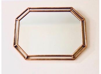 Vintage Octagon Mirror With Gold-Colored Wooden Frame