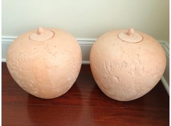 Pair Of Matching Vintage Oversized Lidded Jars By Jaru