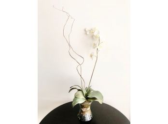 Silk Orchid With Glass Vase