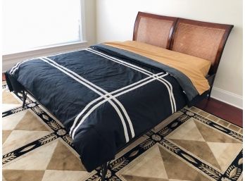 Metal Bed Frame With Curved Cane Headboard