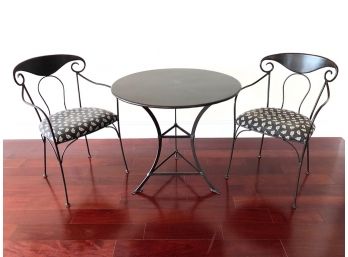 Sturdy Metal Dining Set With Round Table And Pair Of Matching Padded Chairs