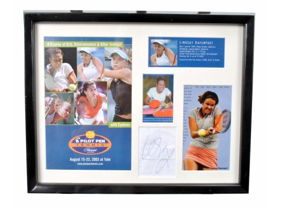 Lindsay Davenport Framed Autograph - From 2003 Pilot Pen Tennis At Yale CT
