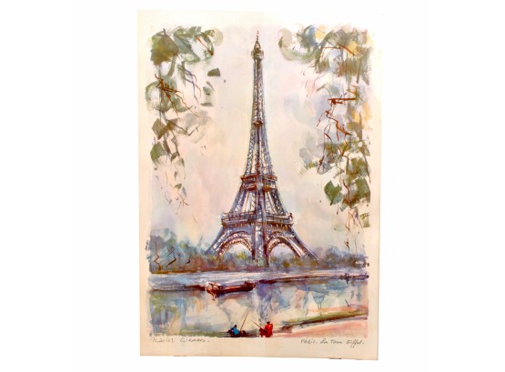 Vintage Paris Eiffel Tower Print By Marius Girard