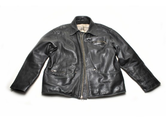 Hudson Black Leather Biker / Motorcycle Jacket  XL/XXL