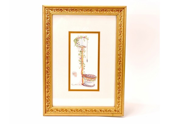 'Floral Commode' By Peggy Abram Framed - 11' X 15'