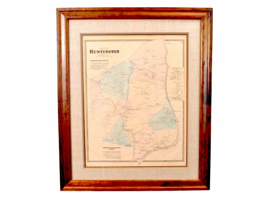 Original Framed Fairfield CT, Huntington Vintage Map - Tripple Mat