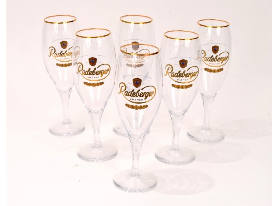 Six Radeberger Pilsner Beer Glasses - Imperia-Pokal 0,4 Ltr