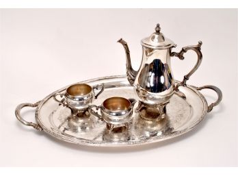 Vintage W.M. Rogers 800 Silver Plate Coffee Tea Set On IS Camille 6081 Tray