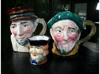 Three Vintage Royal Doulton Style Toby Mugs - Great Condition ! (2 Large 1 Small)