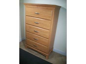 Light Maple Finish Tall Chest & Night Stand - Both FANTASTIC Condition ! (Two Pieces One Price)