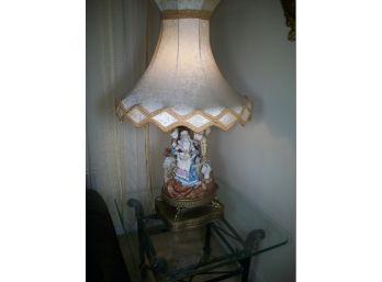 HUGE Pair Vintage Meissen Style Lamps - (L & R - Opposing) Design VERY LARGE ! W/Large Shades