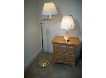 Two Brass & Crystal Lamps - One Table Lamp & One Floor Lamp - Perfect Condition !