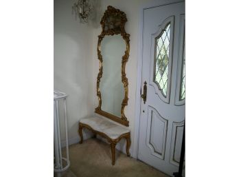 STUNNING Vintage French Louis XIV Style Pier / Entryway Mirror W/Marble Shelf - INCREDIBLE PIECE !