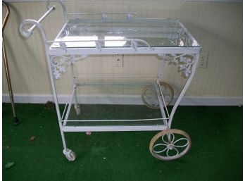 Fantastic Vintage Wrought Iron Cocktail Cart / Tea Wagon - Nice Functional Piece !