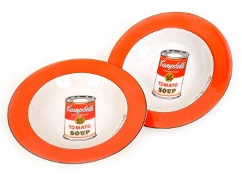 Lot Of 2 Andy Warhol Signed Campbell's Tomato Block Pop Art Bowls #2