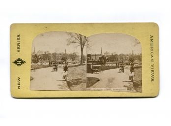 AMERICAN VIEWS STEREOVIEW PHOTO:  BUSHNELL PARK IN HARTFORD, CT.