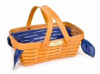 Longaberger 2000 Woven Memories Basket With Blue Liner And Protector