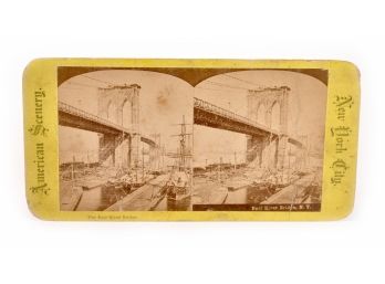 Vintage Stereoview Photo Of The East River Bridge NY - American Scenery