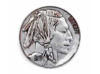 LARGE 3' DIAMETER 1913-s INDIAN HEAD BUFFALO NICKEL MEDAL