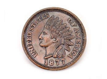 LARGE 3' DIAMETER 1877 INDIAN HEAD PENNY MEDAL #1